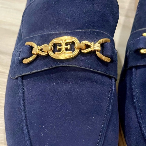 Sam Edelman Navy Blue Suede Women's Loafers Flats with Gold Accent S 6.5 - Picture 3 of 7